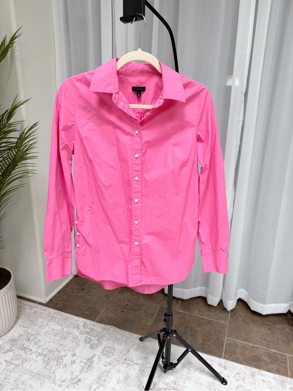 Talbots Hot Pink Button-Front Dress Shirt Size XS